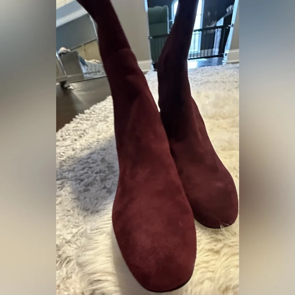 Stuart Weitzman Gillian 60 Over The Knee Boots NWT Burgundy Suede 8